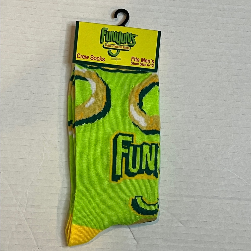 Funyuns Mens Crew Socks - Green and Yellow